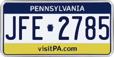 PA license plate JFE2785