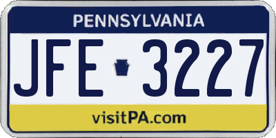 PA license plate JFE3227