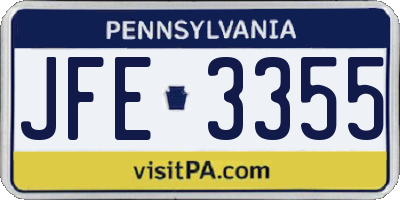 PA license plate JFE3355