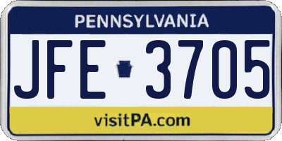 PA license plate JFE3705