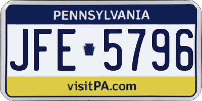 PA license plate JFE5796
