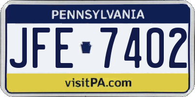 PA license plate JFE7402