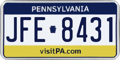 PA license plate JFE8431