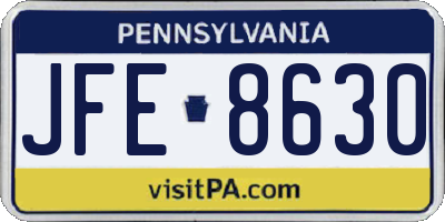 PA license plate JFE8630