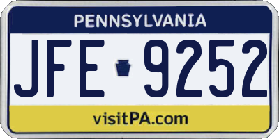 PA license plate JFE9252