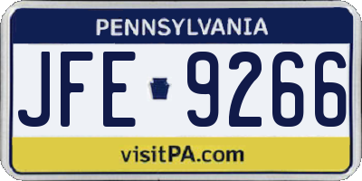 PA license plate JFE9266