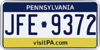PA license plate JFE9372