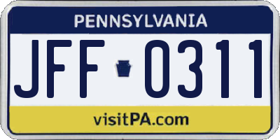 PA license plate JFF0311