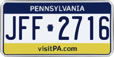 PA license plate JFF2716