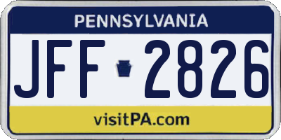 PA license plate JFF2826