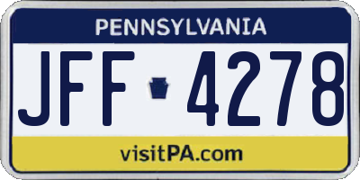 PA license plate JFF4278