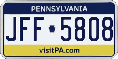 PA license plate JFF5808