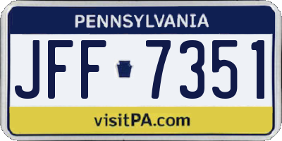 PA license plate JFF7351
