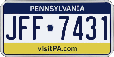 PA license plate JFF7431
