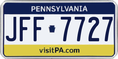 PA license plate JFF7727
