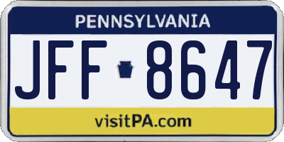 PA license plate JFF8647
