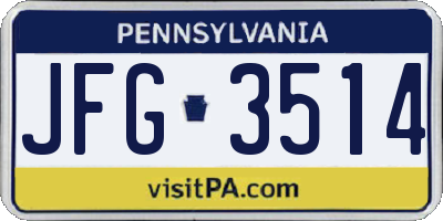 PA license plate JFG3514