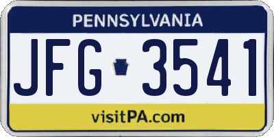PA license plate JFG3541