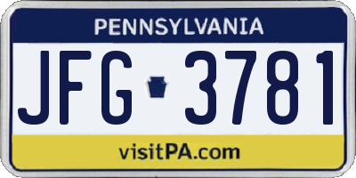 PA license plate JFG3781