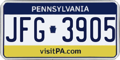 PA license plate JFG3905