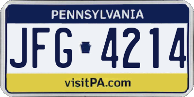 PA license plate JFG4214