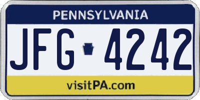 PA license plate JFG4242