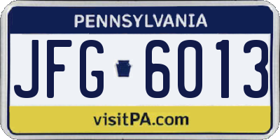 PA license plate JFG6013