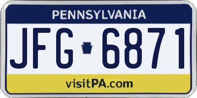 PA license plate JFG6871