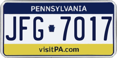PA license plate JFG7017