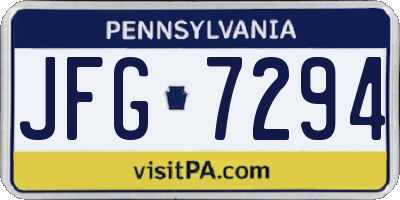 PA license plate JFG7294