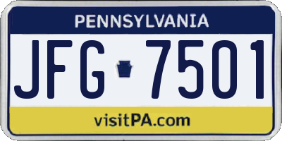 PA license plate JFG7501