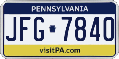 PA license plate JFG7840