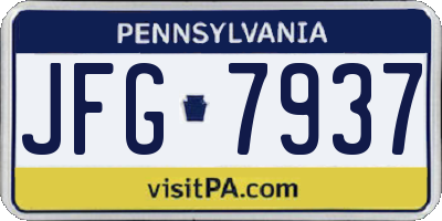 PA license plate JFG7937