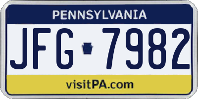PA license plate JFG7982