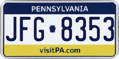 PA license plate JFG8353