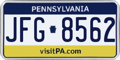 PA license plate JFG8562