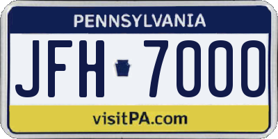 PA license plate JFH7000
