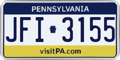 PA license plate JFI3155
