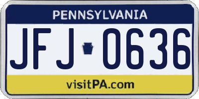 PA license plate JFJ0636