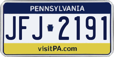 PA license plate JFJ2191