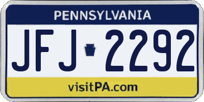 PA license plate JFJ2292