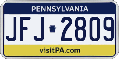 PA license plate JFJ2809