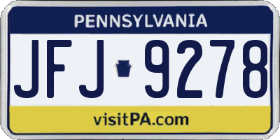 PA license plate JFJ9278