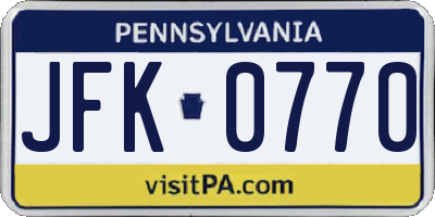 PA license plate JFK0770