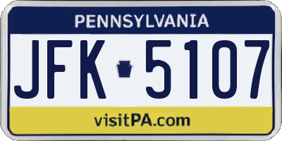 PA license plate JFK5107