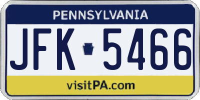 PA license plate JFK5466