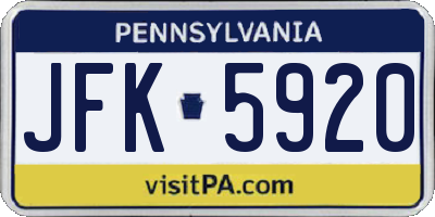 PA license plate JFK5920
