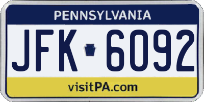 PA license plate JFK6092