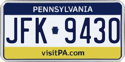 PA license plate JFK9430