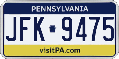 PA license plate JFK9475